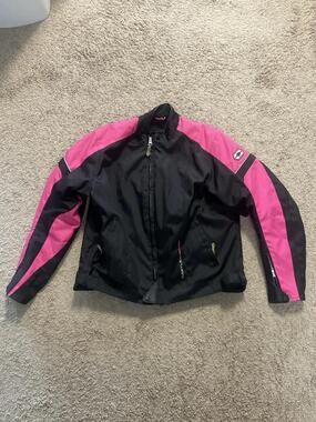 Castle Streetwear Jacket Womens 14 Black Pink Motorcycle Nylon Zip Pockets